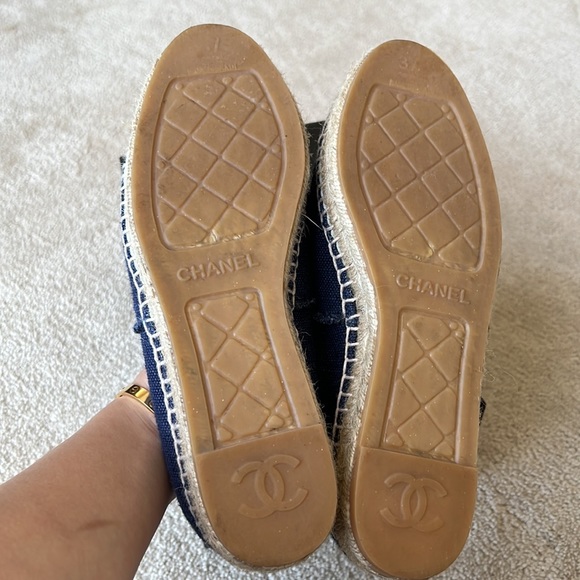 Authentic chanel espadrilles linen in blue/blk color - Picture 4 of 5